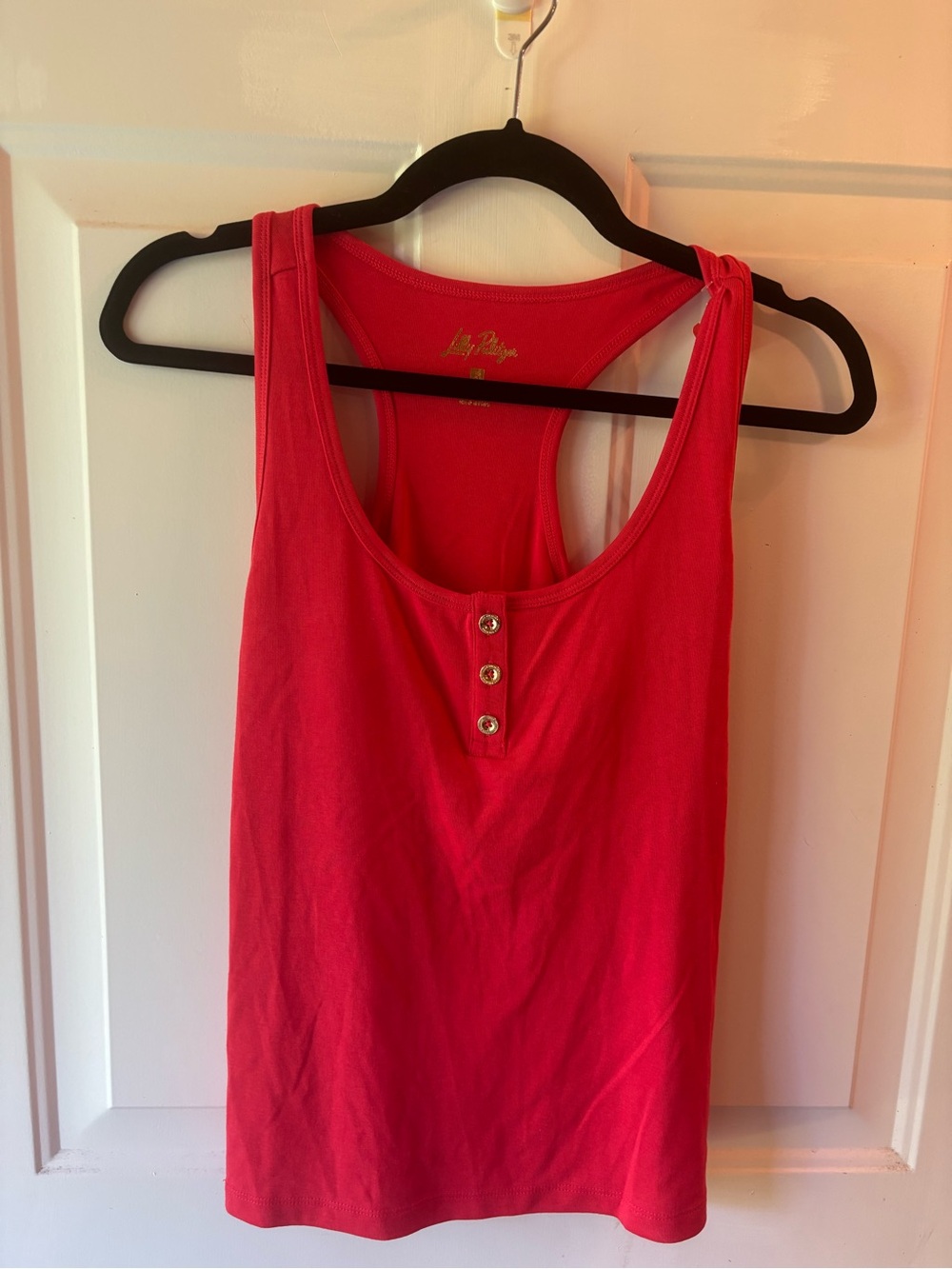 Lilly Pulitzer Hot Pink Racerback Tank with Button Placket